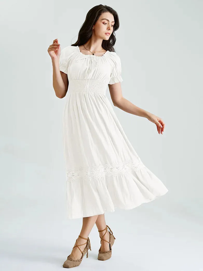 Renaissance Cotton Dress Women Off Shoulder Maxi Dress
