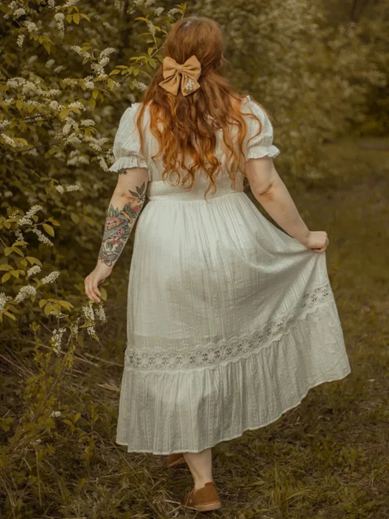 Renaissance Cotton Dress Women Off Shoulder Maxi Dress
