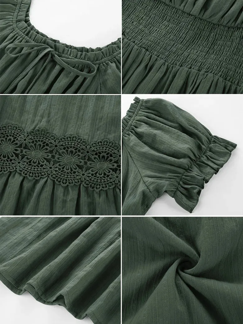 Renaissance Cotton Dress Women Off Shoulder Maxi Dress