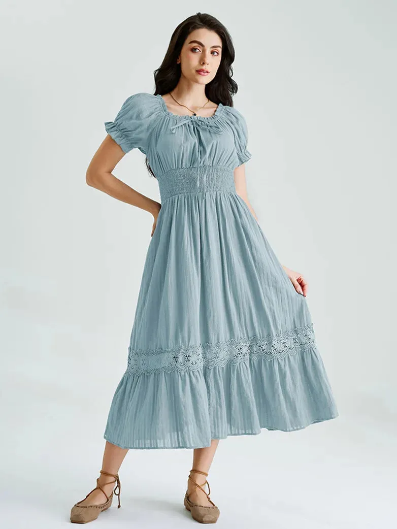 Renaissance Cotton Dress Women Off Shoulder Maxi Dress