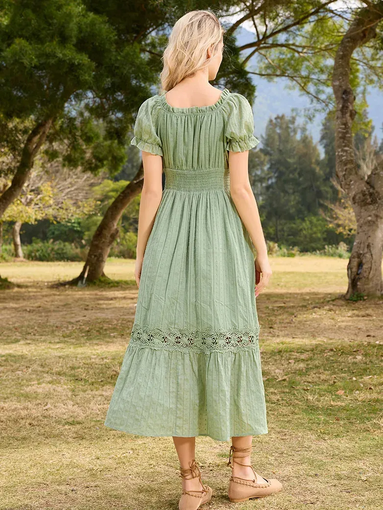 Renaissance Cotton Dress Women Off Shoulder Maxi Dress