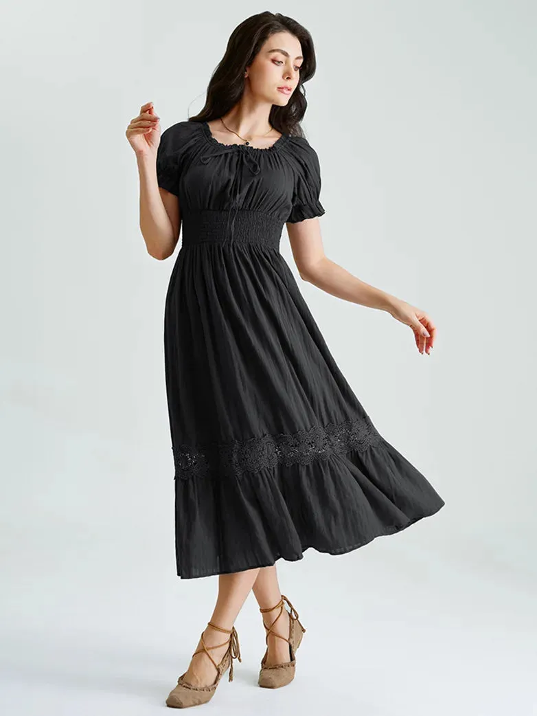 Renaissance Cotton Dress Women Off Shoulder Maxi Dress