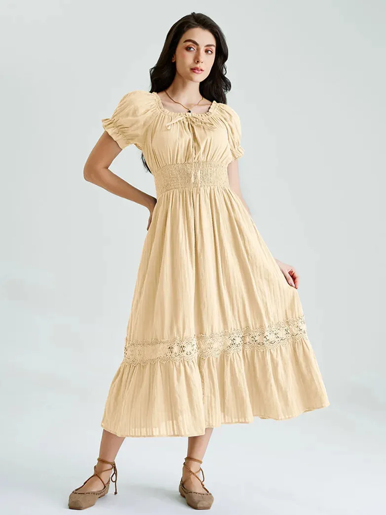 Renaissance Cotton Dress Women Off Shoulder Maxi Dress