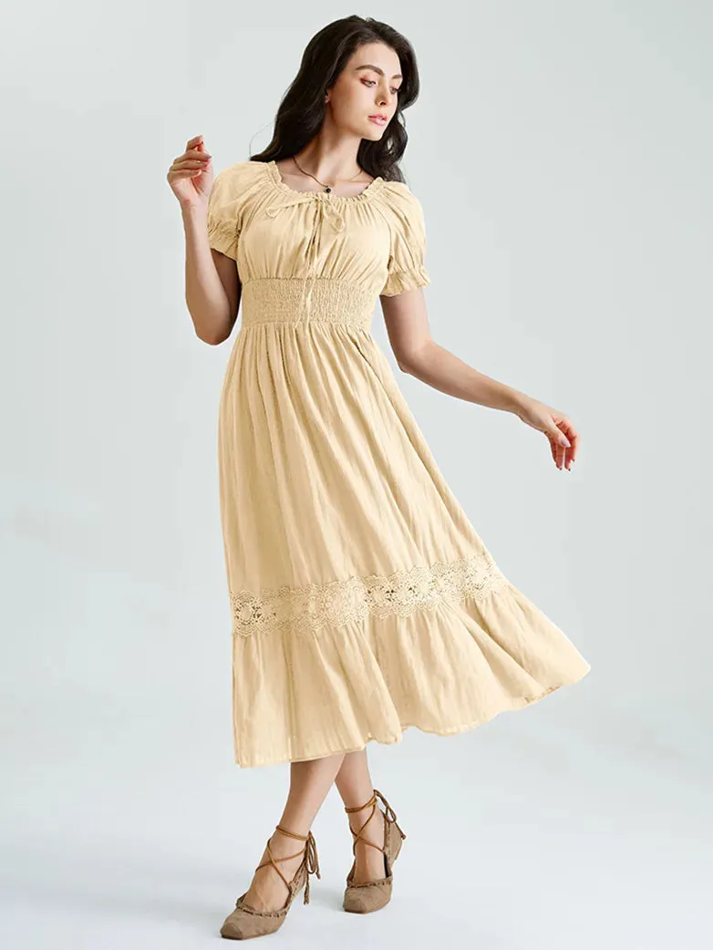 Renaissance Cotton Dress Women Off Shoulder Maxi Dress