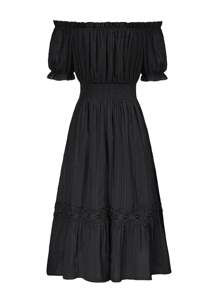 Renaissance Cotton Dress Women Off Shoulder Maxi Dress
