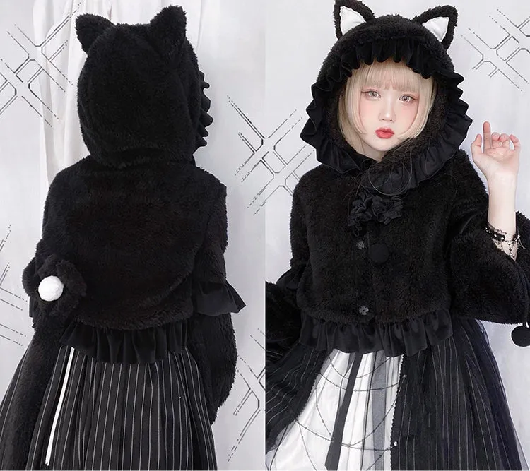 Royal Fairytale Cute Plush Rabbit Cat Teddy Bear Ears Jacket Coat