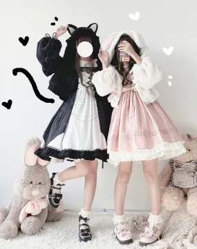 Royal Fairytale Cute Plush Rabbit Cat Teddy Bear Ears Jacket Coat