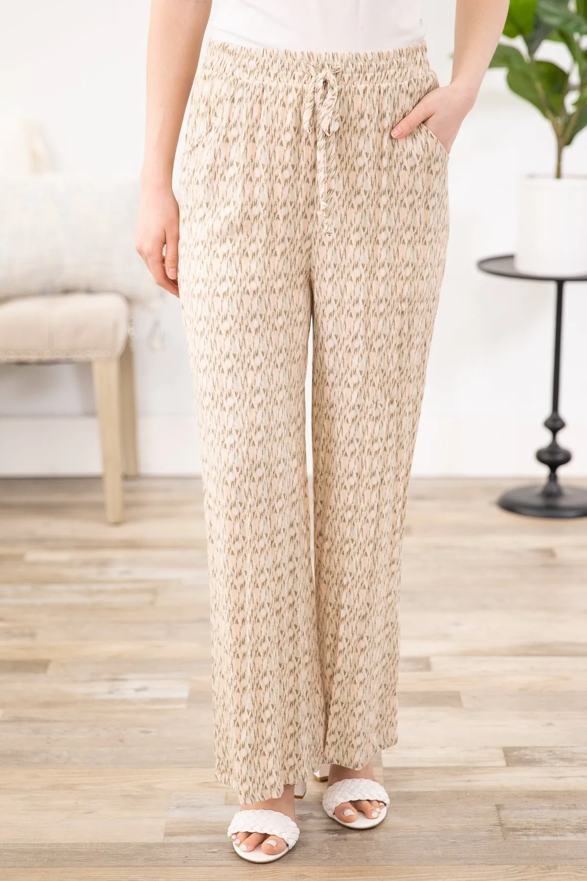 Sage Elastic Drawstring Waist Flared Pants