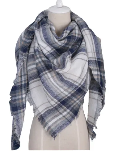 Scarfs - Warm Grey Plaid Scarf