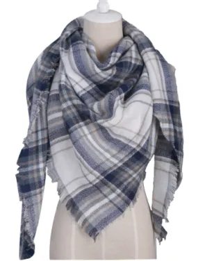 Scarfs - Warm Grey Plaid Scarf