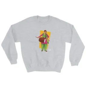 Sikh Punjabi Sardar Woman Playing Dhol And Dancing Bhangra On Holiday Like Lohri Or Vaisakhi Sweatshirt