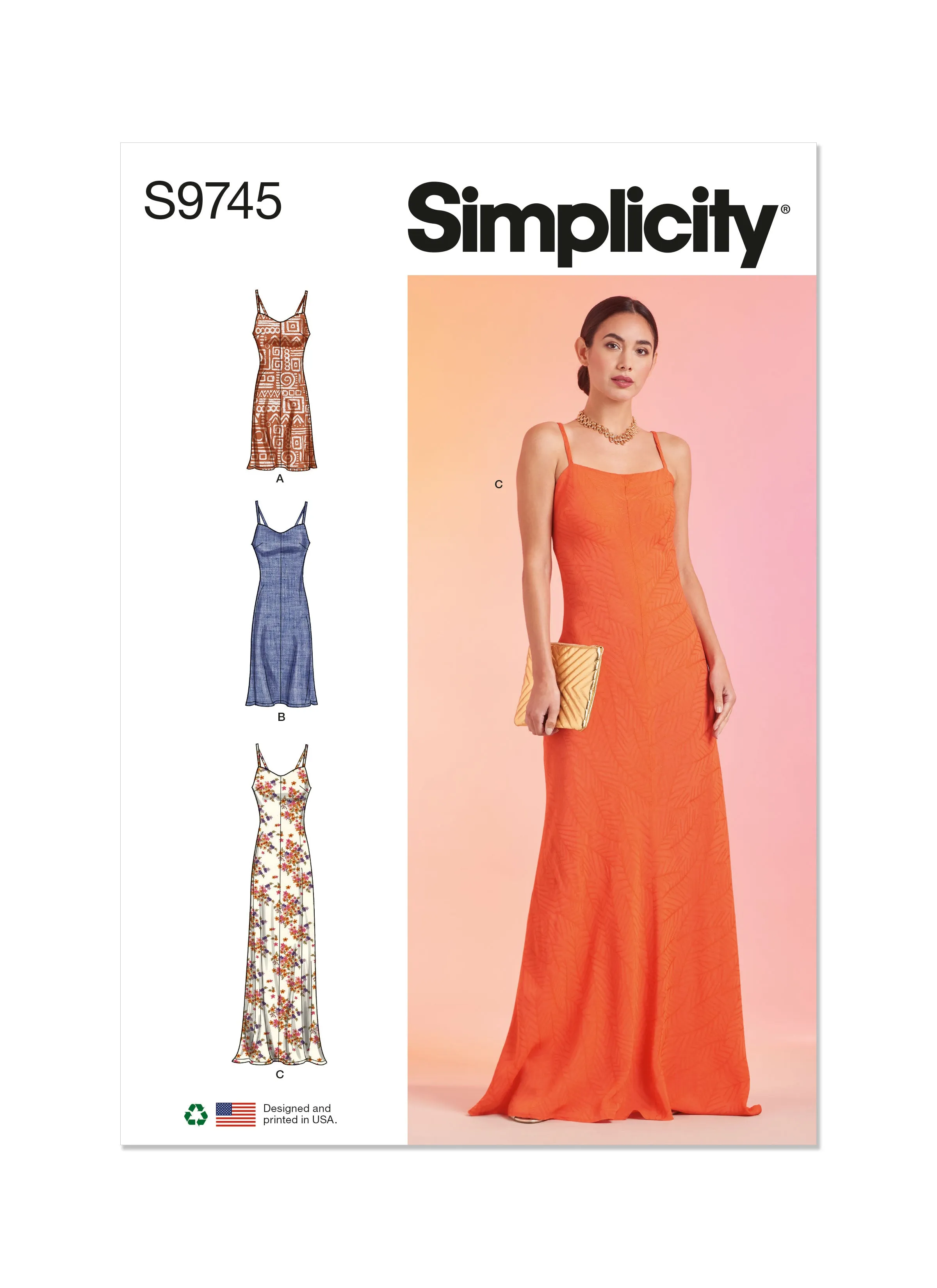 Simplicity 9745 sewing pattern Misses' Slip Dress in Three Lengths