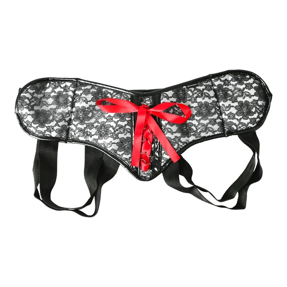 Slate Lace Corset Strap On - Plus Size