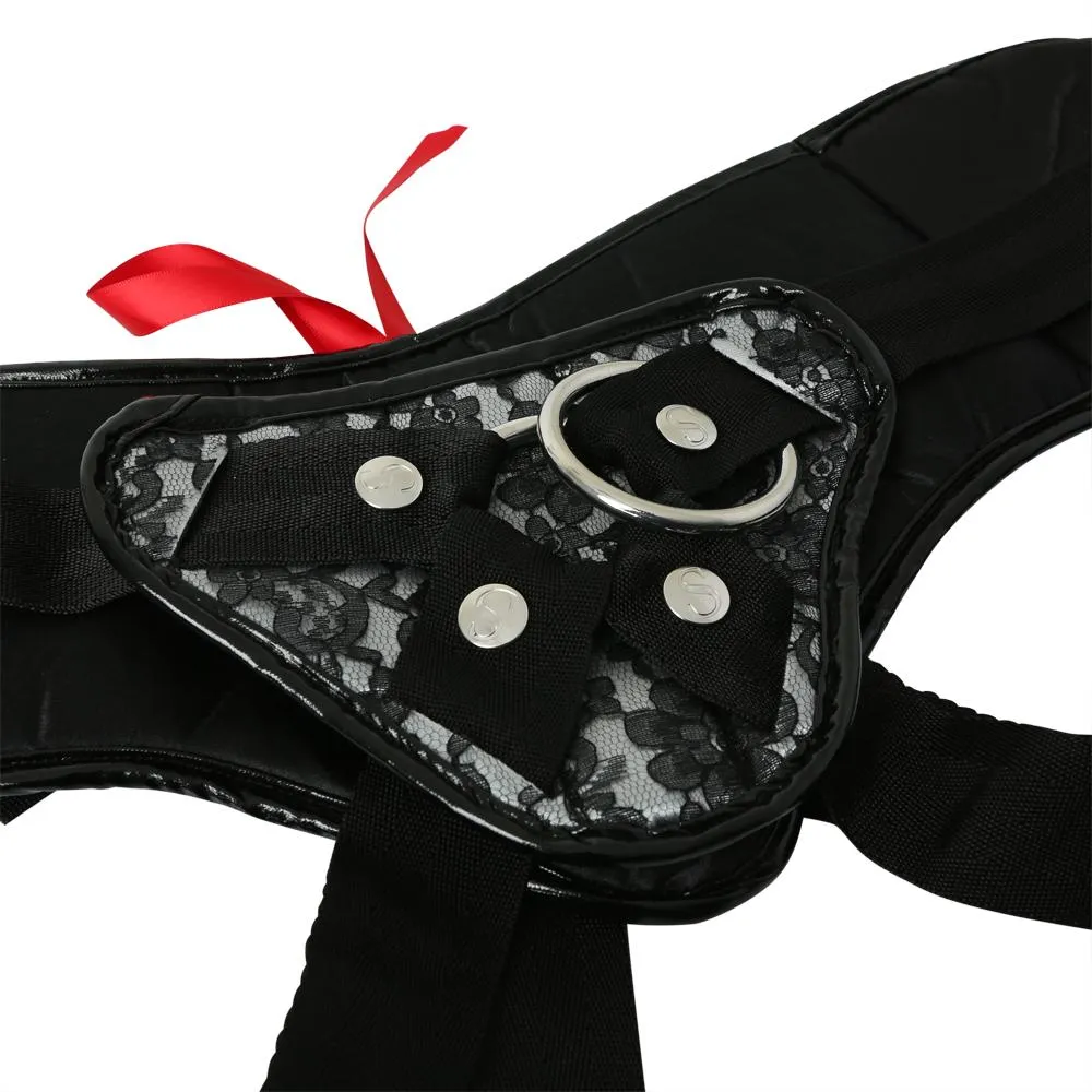 Slate Lace Corset Strap On - Plus Size