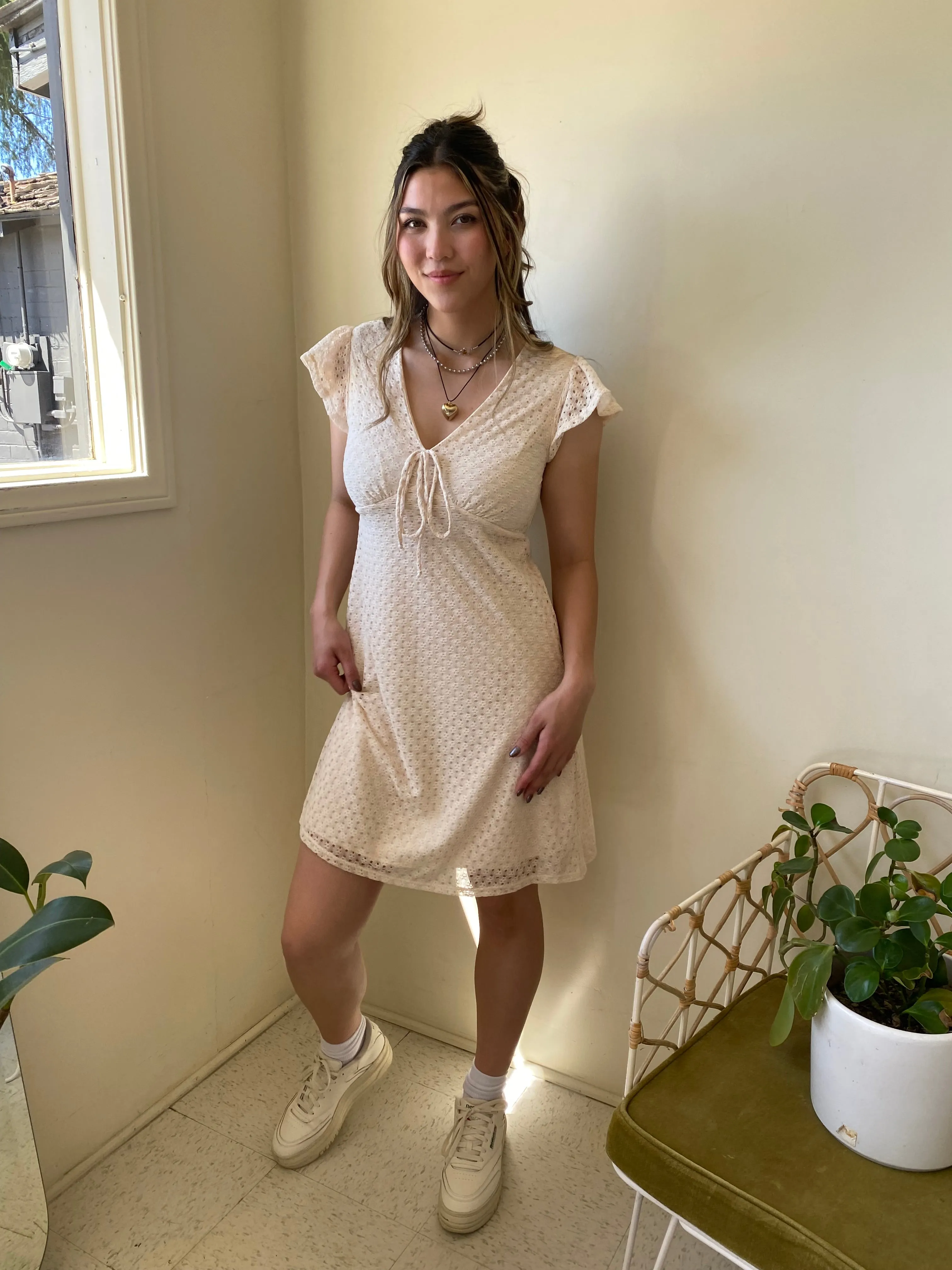 Sleeveless Lace Mini Dress