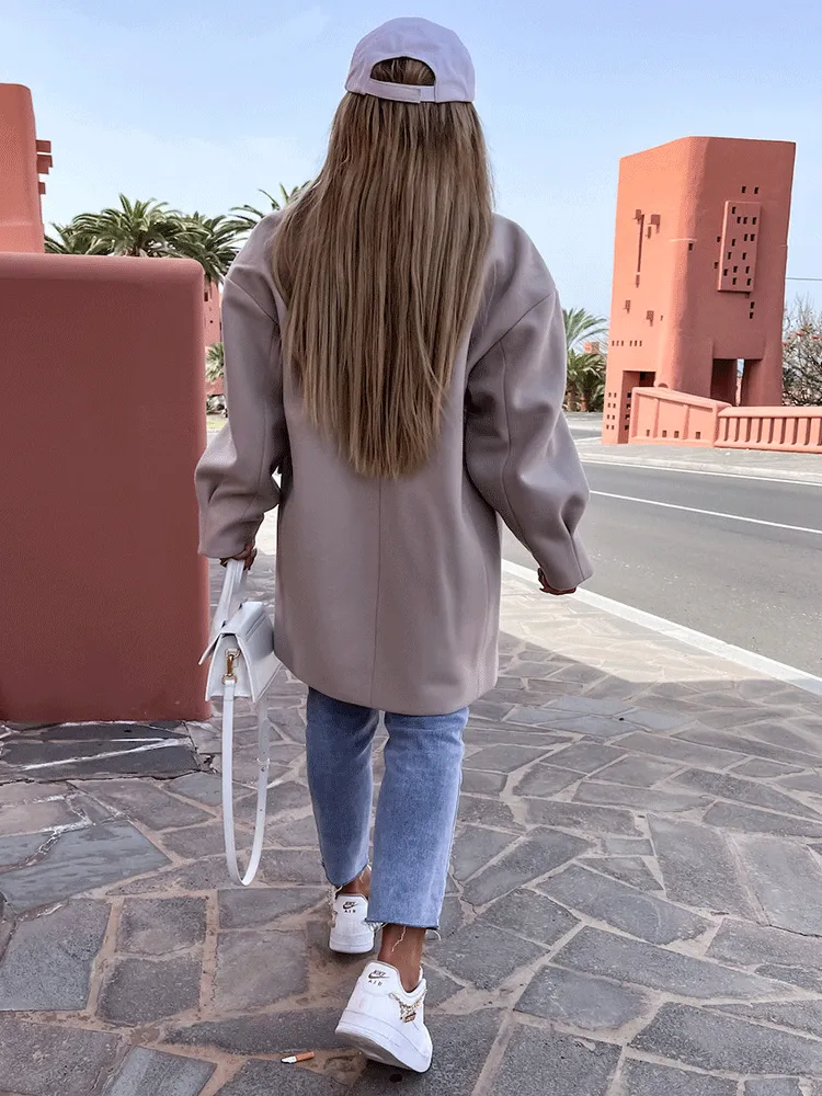 Solid Lapel Teddy Trendy Fur Long Coat