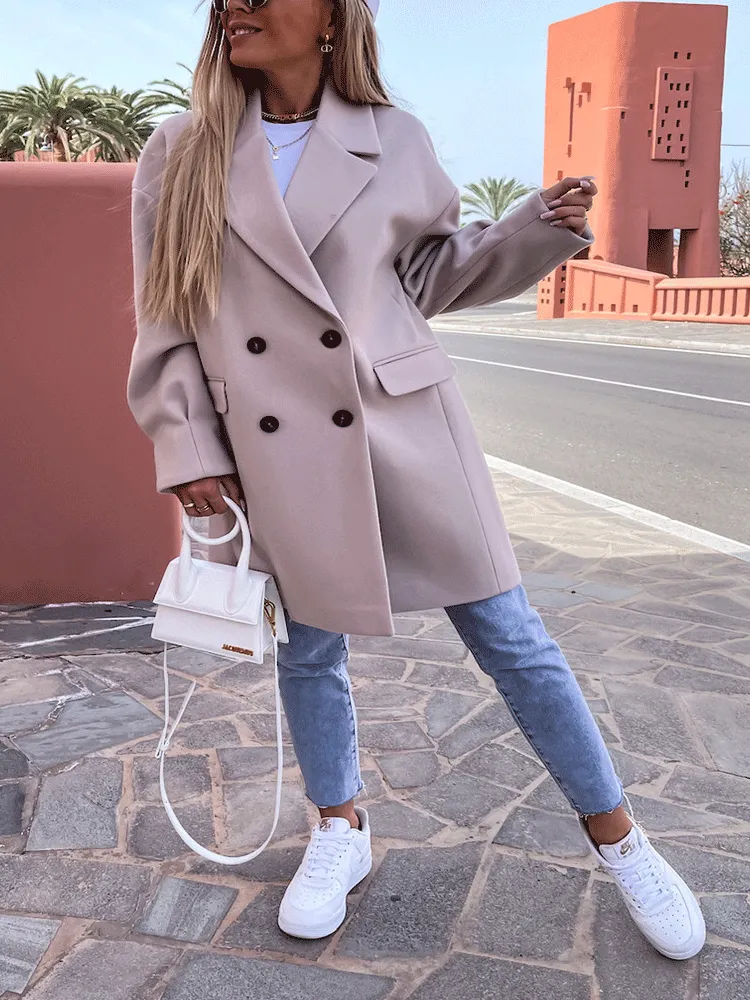 Solid Lapel Teddy Trendy Fur Long Coat