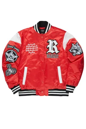 Sosa Red Satin Varsity Jacket