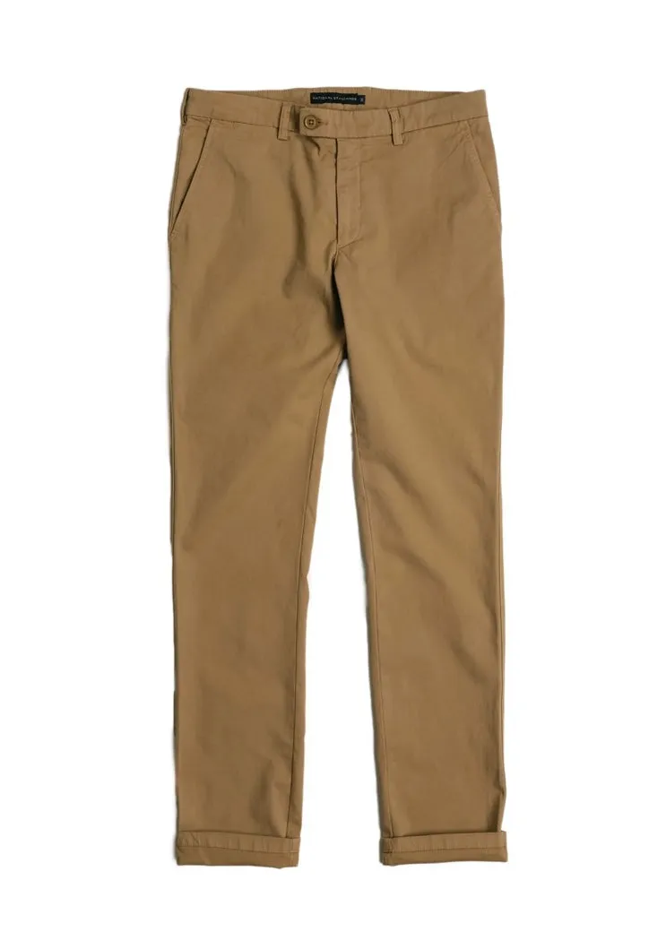 Stretch Chinos in Camel and Shale