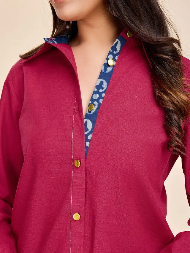 stylish long cuff sleeves shirt with afghani pants Cotton Flex set - Pink