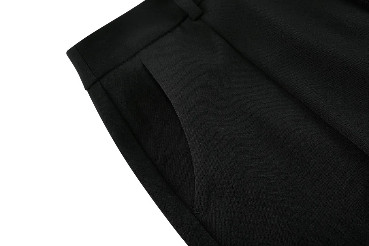Tapered Dobby Twill Pants With Belt