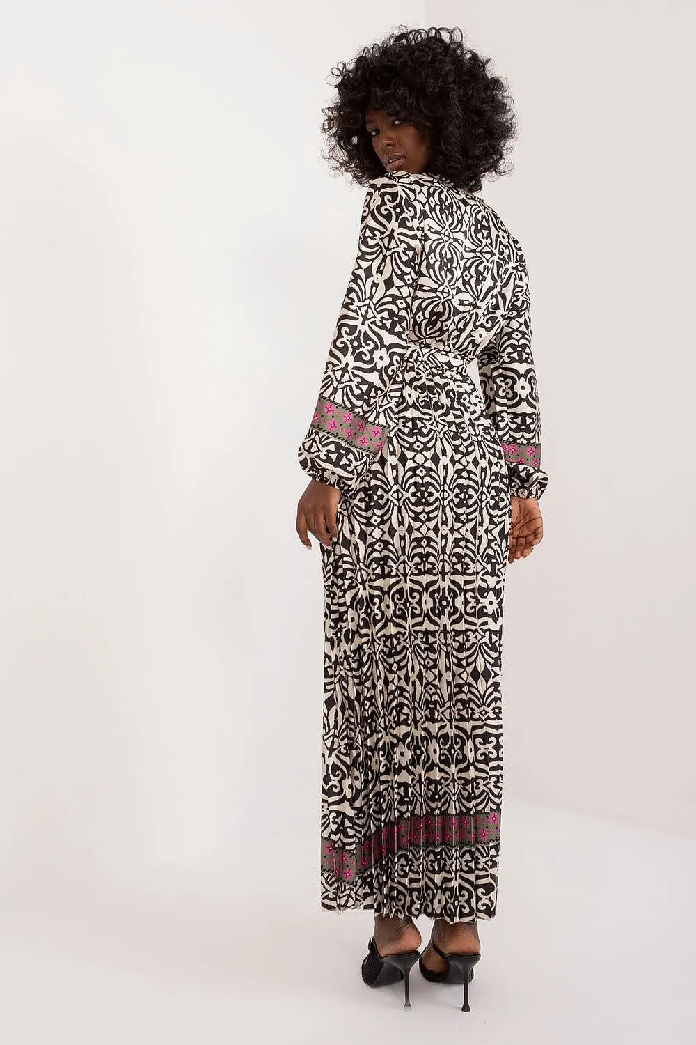 TEEK - Patterened Multicolor V-Neck Day Dress