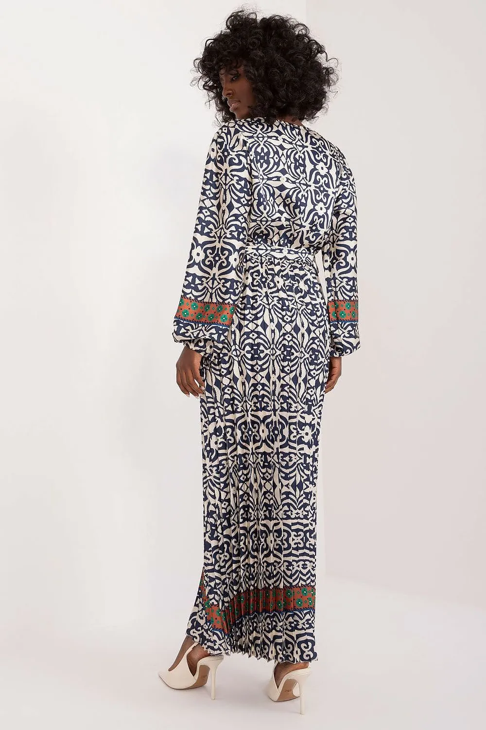 TEEK - Patterened Multicolor V-Neck Day Dress