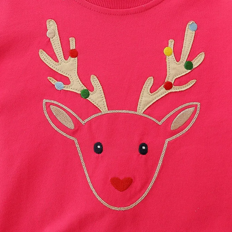 Toddler/Kid Girl's Long Sleeve Reindeer Design Cotton Sweatshirt