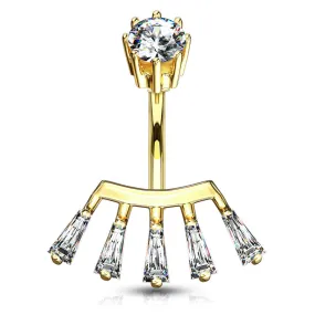 Tribal Fan Belly Bar with Gold Plating