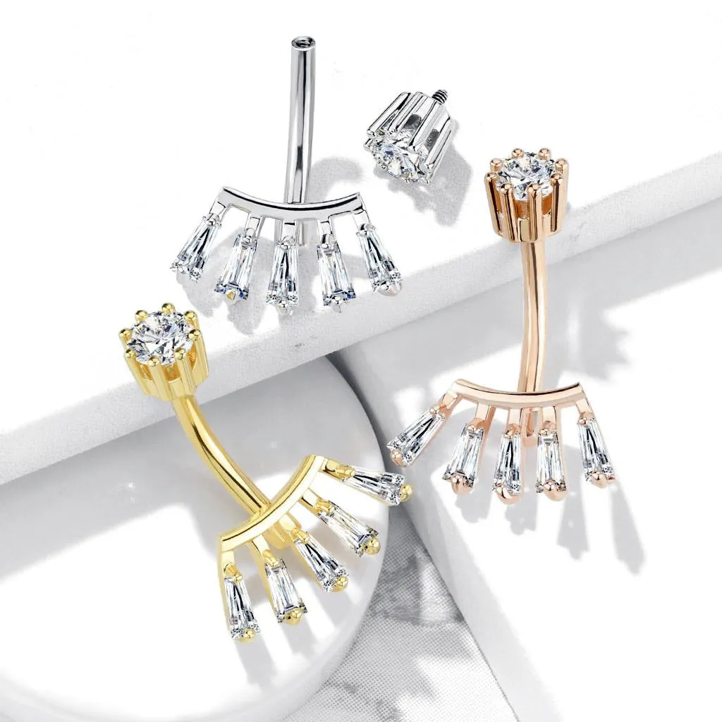 Tribal Fan Belly Bar with Gold Plating