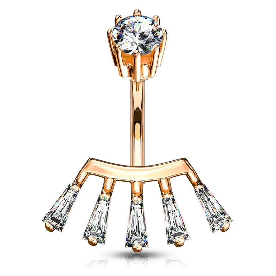 Tribal Fan Belly Bar with Rose Gold Plating