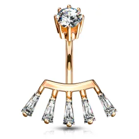 Tribal Fan Belly Bar with Rose Gold Plating