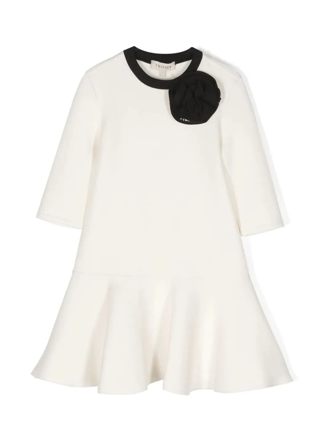 TWINSET Girl scuba dress with flower - 232GJ2173 White