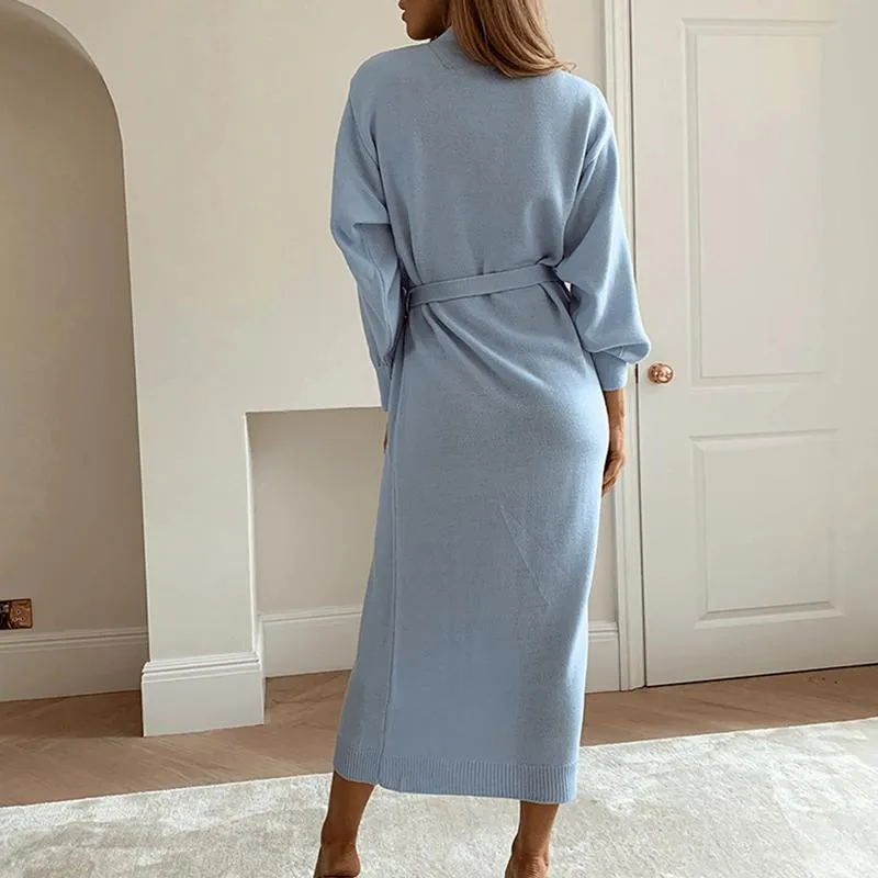 V-neck knitted dress