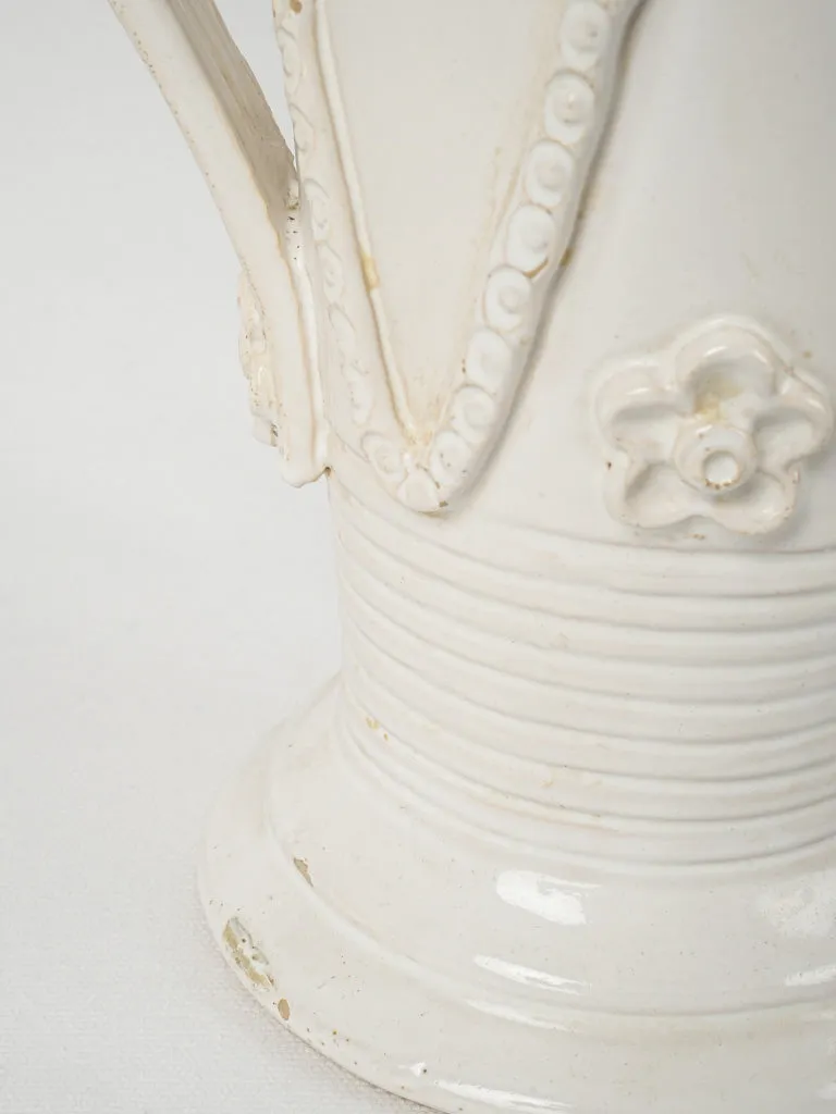 Very tall tapered Émile Tessier vase w/ zigzags & flowers 14¼"