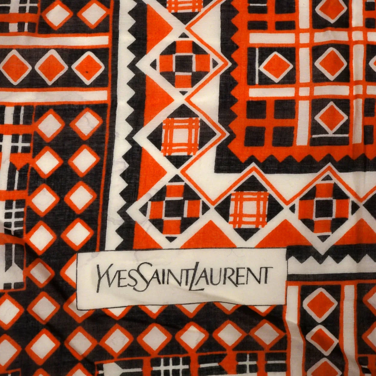 Vintage 1970s Yves Saint Laurent Peasant Look Scarf Cotton Voile Large 34"