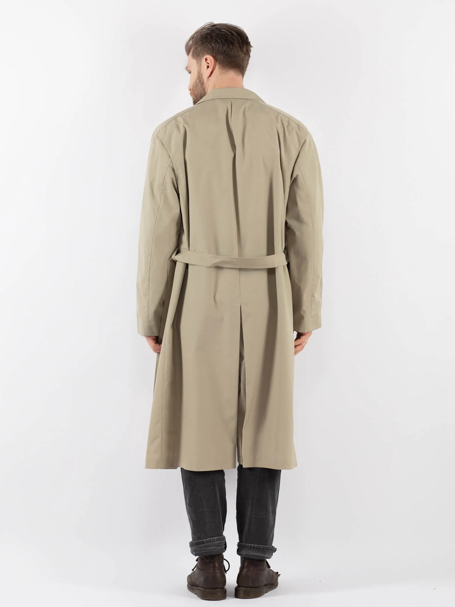Vintage 70's Men Belted Mac Coat in Beige