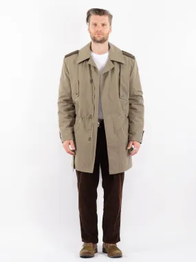 Vintage 80's Men Czech Military Trench Coat in Beige