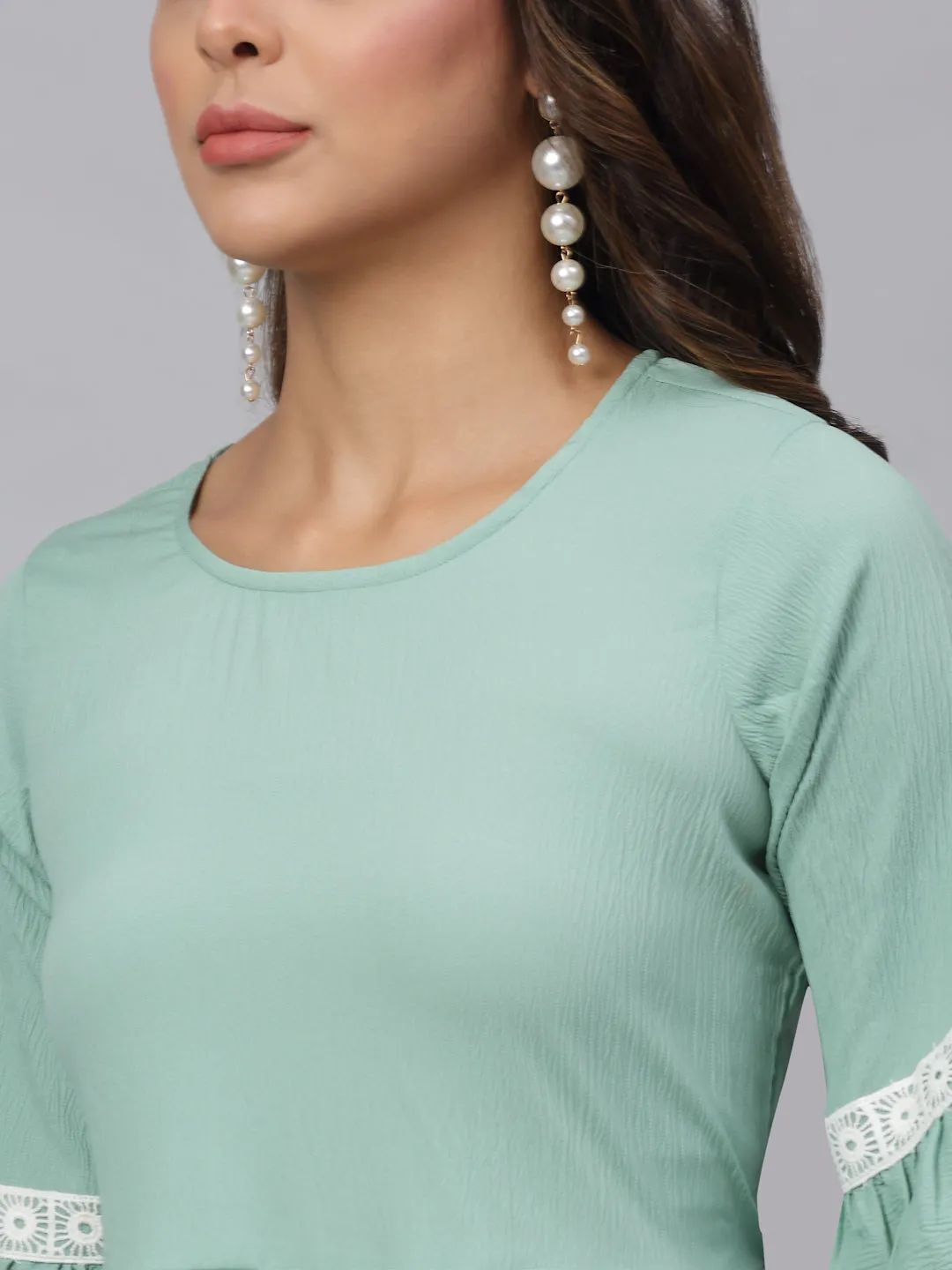 Women Green Solid Fit & Flare Dress