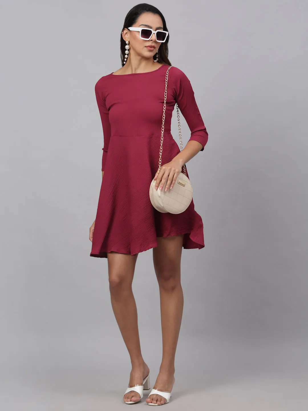 Women Maroon A-Line Dress