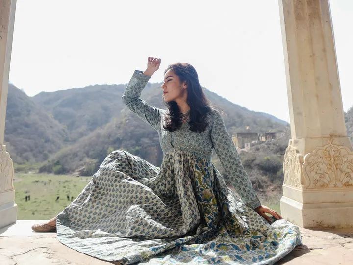 Women'S Block Print Mulmul Kurta
