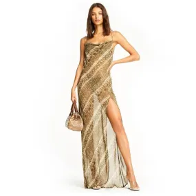 Women's Snake Print Chiffon Long Slip Maxi Dress